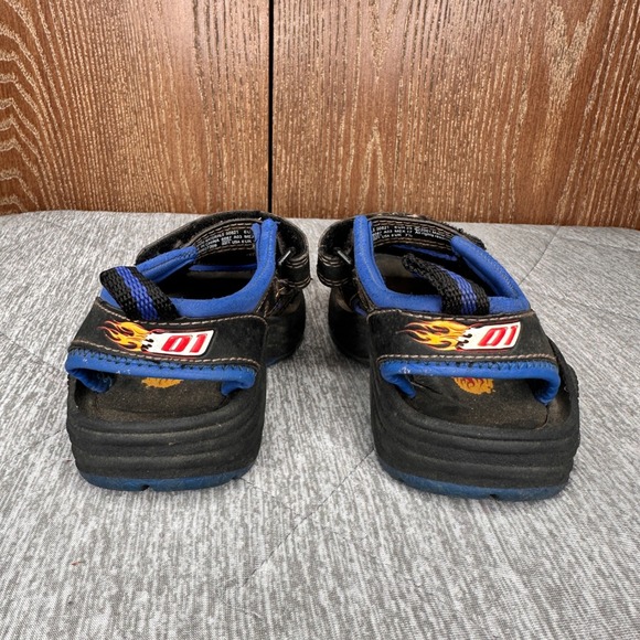 VTG Hot Wheels 2001 Mattel Y2K Kid's Sandals Flame Car Hook Loop Shoes Sz 7.5 US - Picture 5 of 12